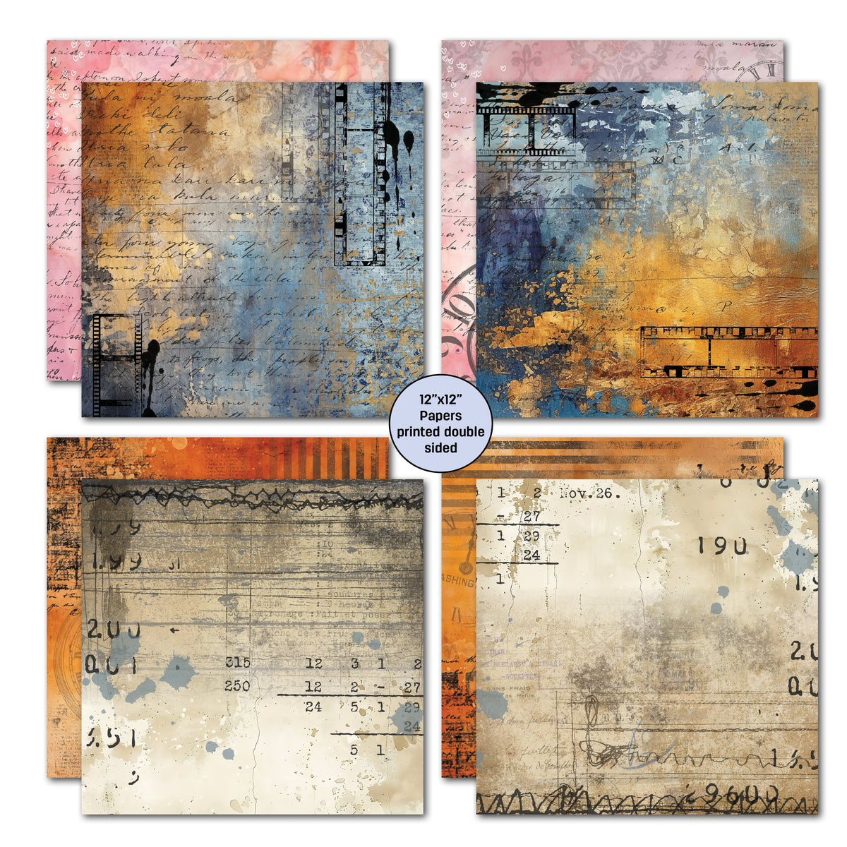 3Quarter Designs Oh Texture 12x12 Design Paper & Diecuts Set-3