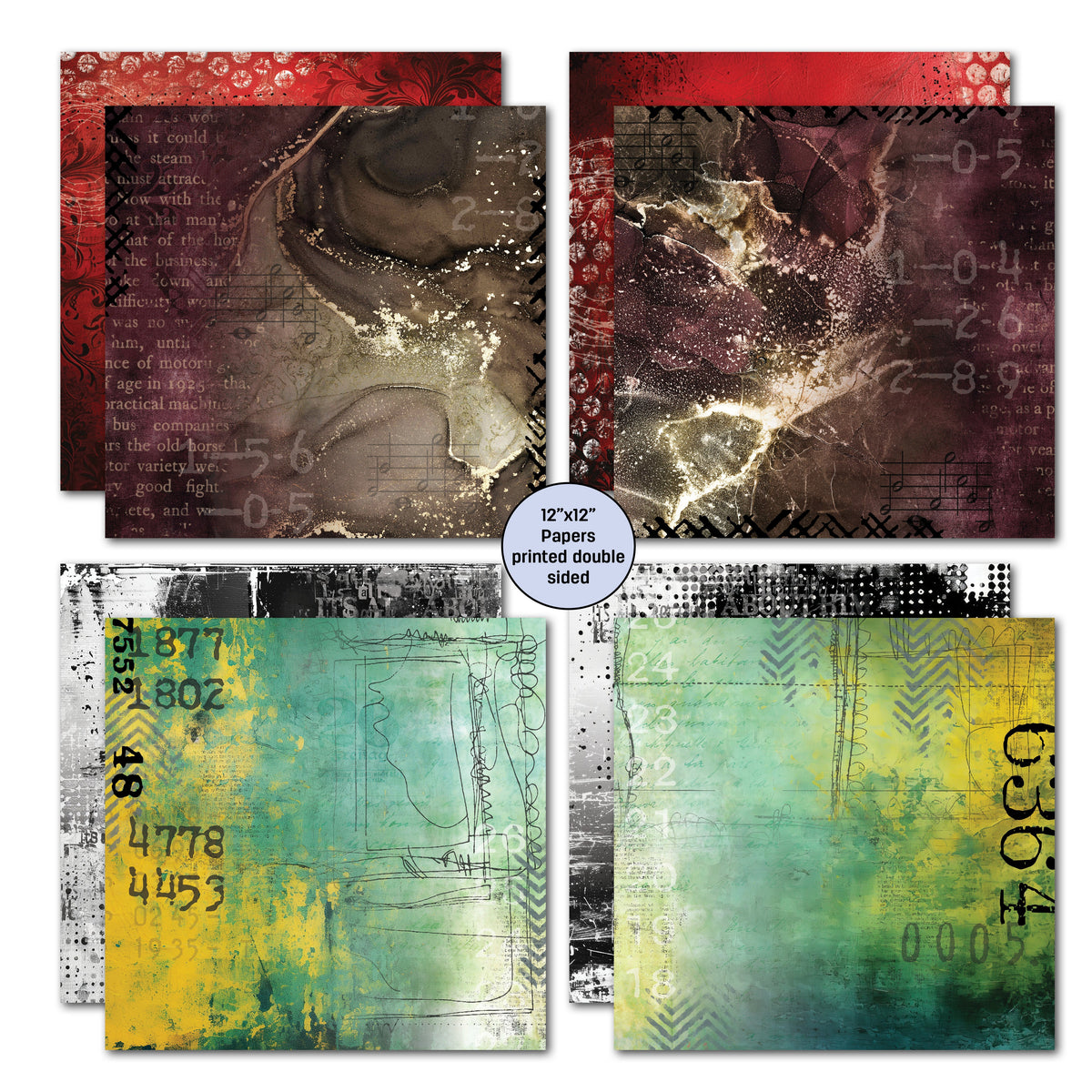 3Quarter Designs Oh Texture 12x12 Design Paper & Diecuts Set-4