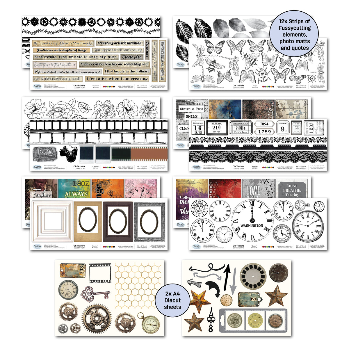 3Quarter Designs Oh Texture 12x12 Design Paper & Diecuts Set-6