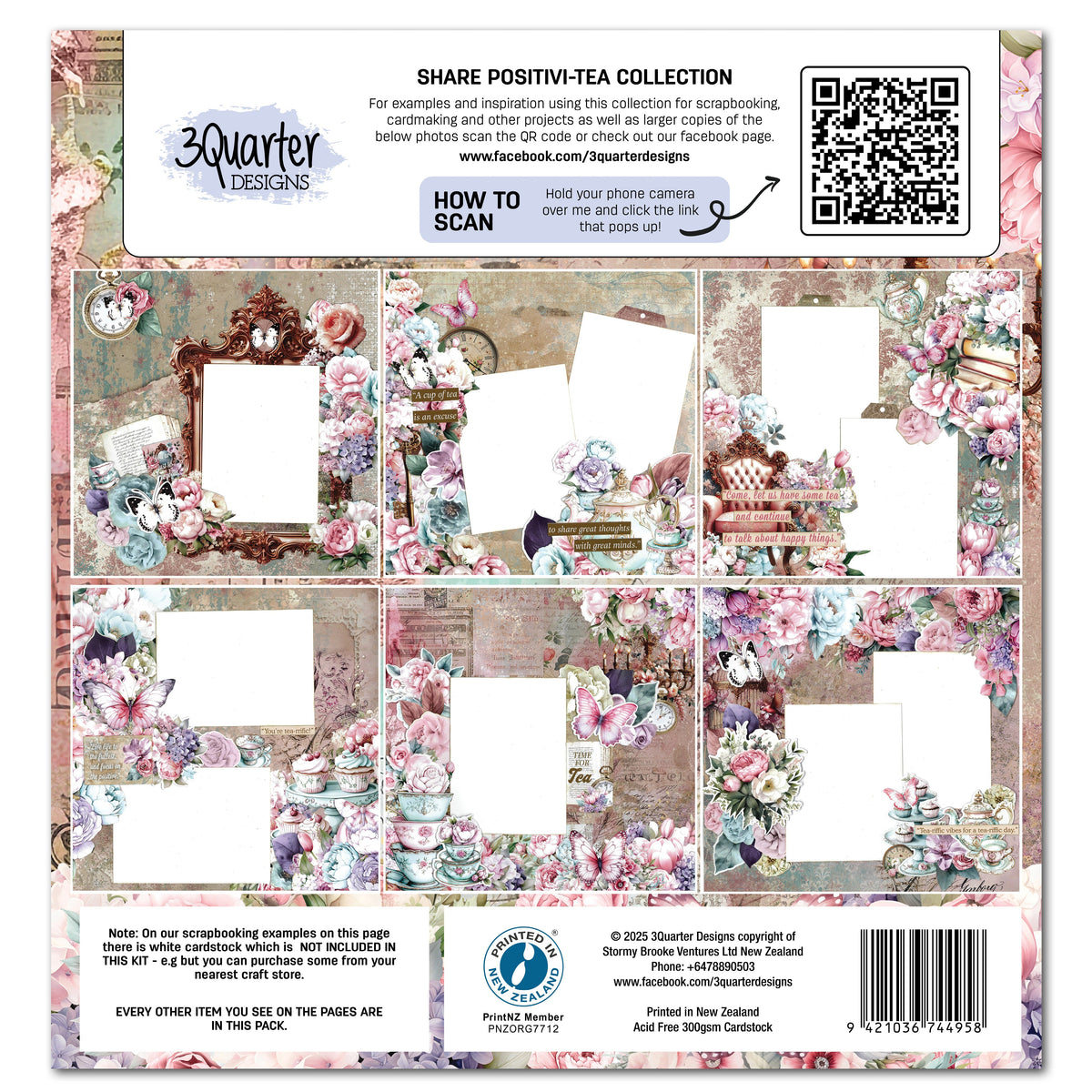 3Quarter Designs Positivi-Tea 12x12 Design Paper & Diecuts Set-2