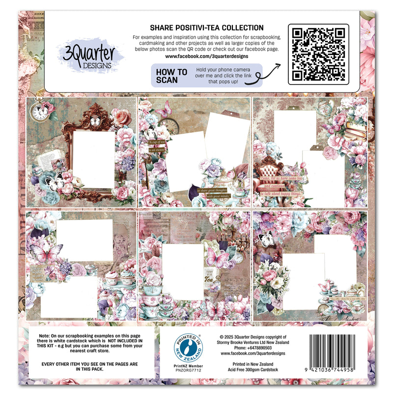 3Quarter Designs Positivi-Tea 12x12 Design Paper & Diecuts Set-2