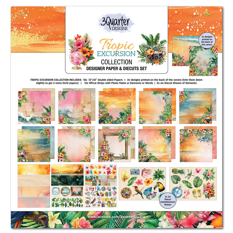 3Quarter Designs Tropic Excursion 12x12 Design Paper & Diecuts Set-1