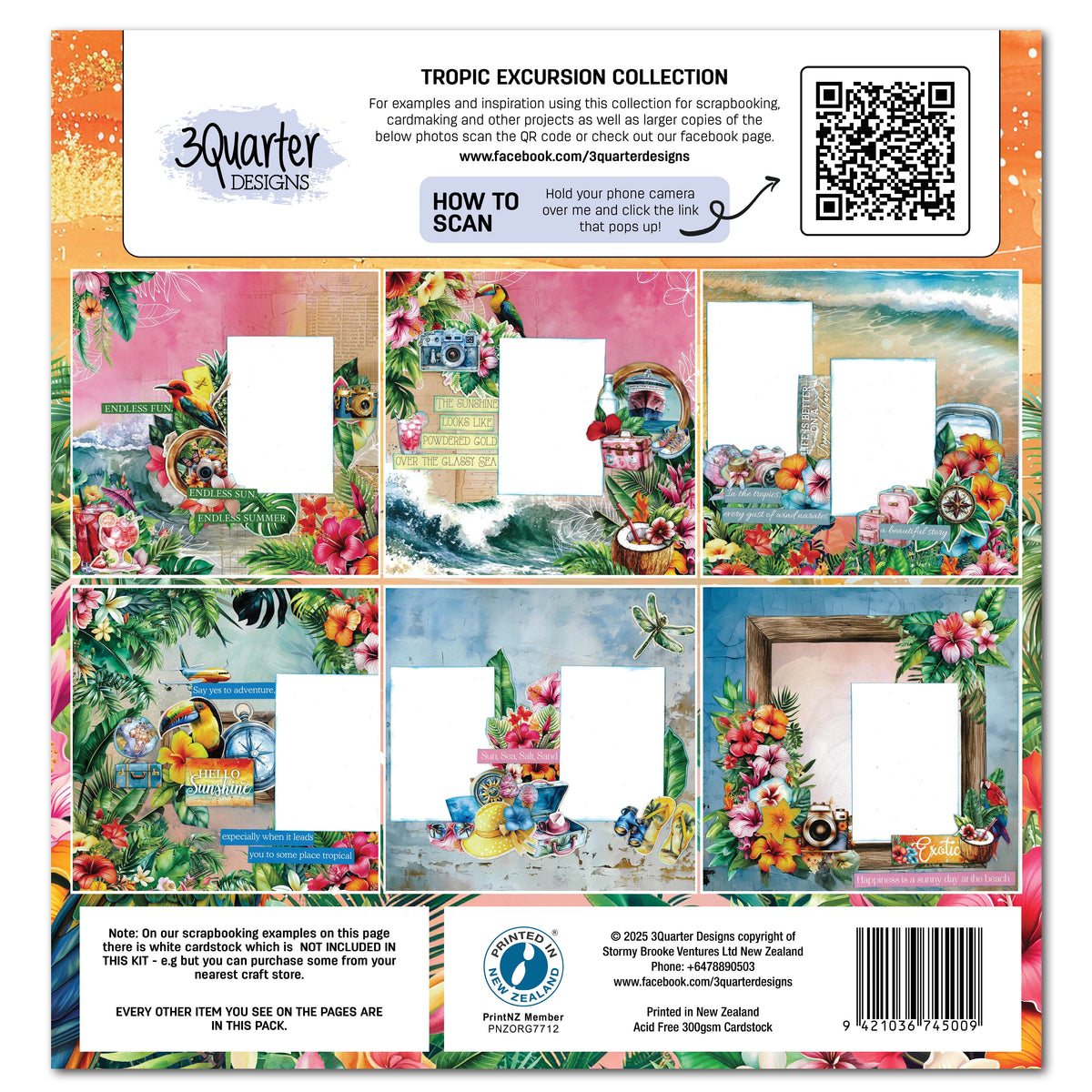 3Quarter Designs Tropic Excursion 12x12 Design Paper & Diecuts Set-2