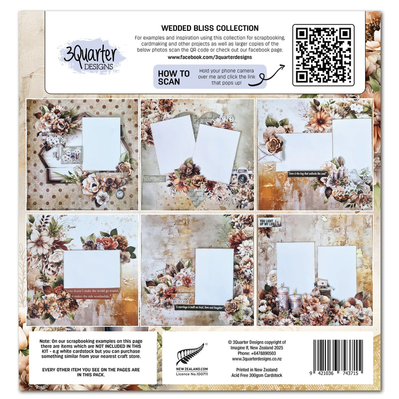 3Quarter Designs Wedded Bliss 12x12 Design Paper & Diecuts Set-2