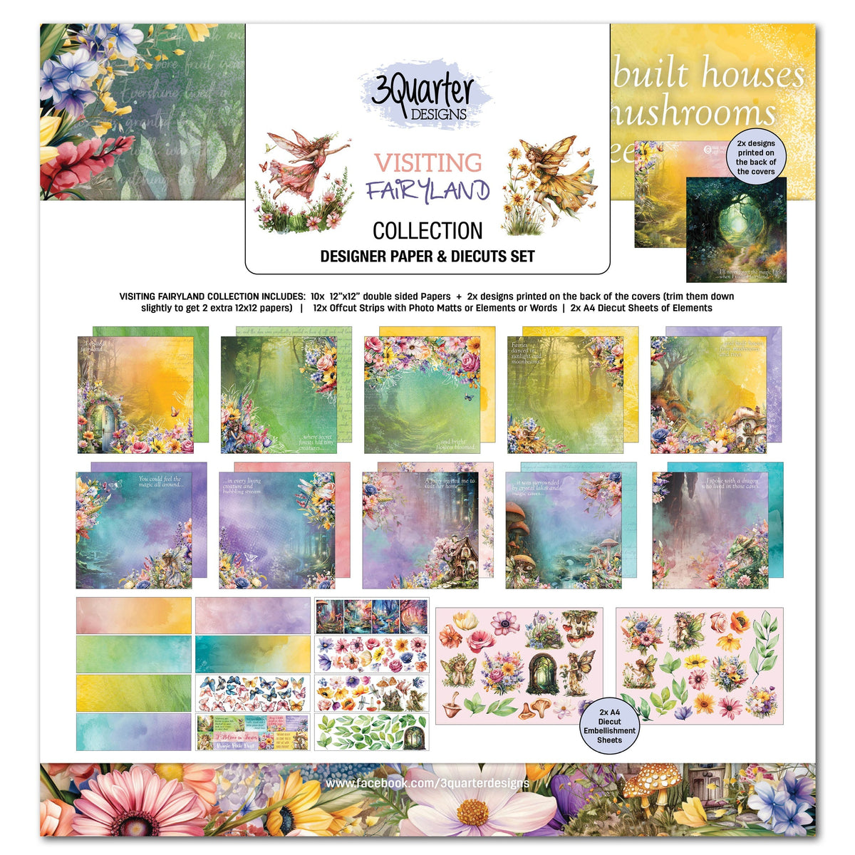 3Quarter Designs Visiting Fairyland 12x12 Design Paper & Diecuts Set-1