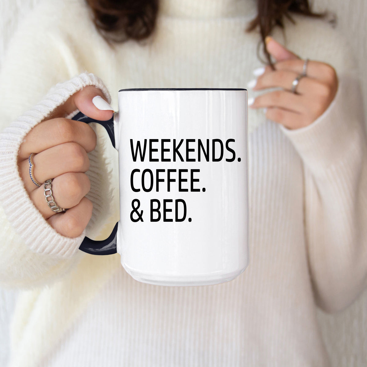"Weekends, Coffee & Bed" Mug — Cozy Mug for Relaxing Weekends-2