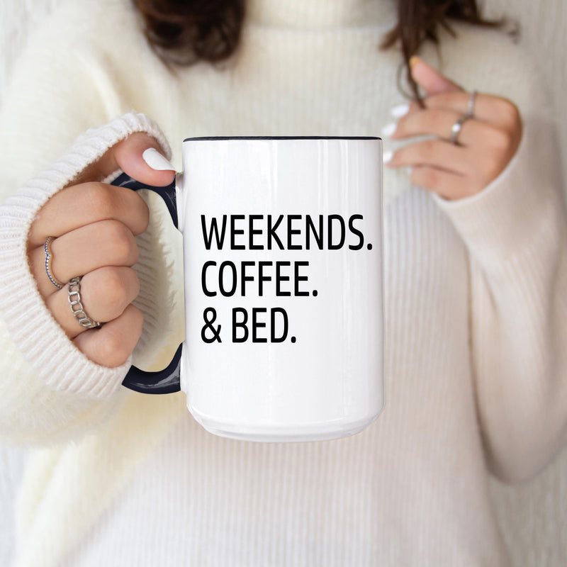 "Weekends, Coffee & Bed" Mug — Cozy Mug for Relaxing Weekends-2