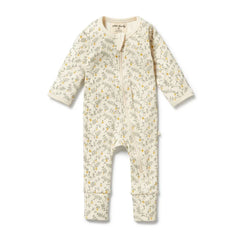 Lemon Leaf Organic Zipsuit with Feet | Wilson + Frenchy-1