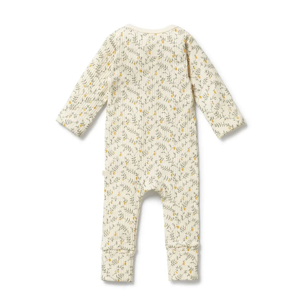 Lemon Leaf Organic Zipsuit with Feet | Wilson + Frenchy-3