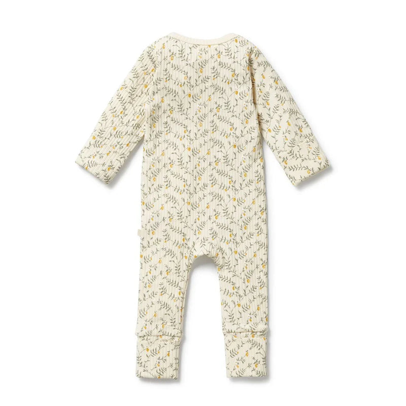 Lemon Leaf Organic Zipsuit with Feet | Wilson + Frenchy-3