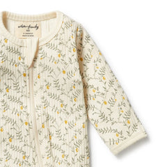 Lemon Leaf Organic Zipsuit with Feet | Wilson + Frenchy-2