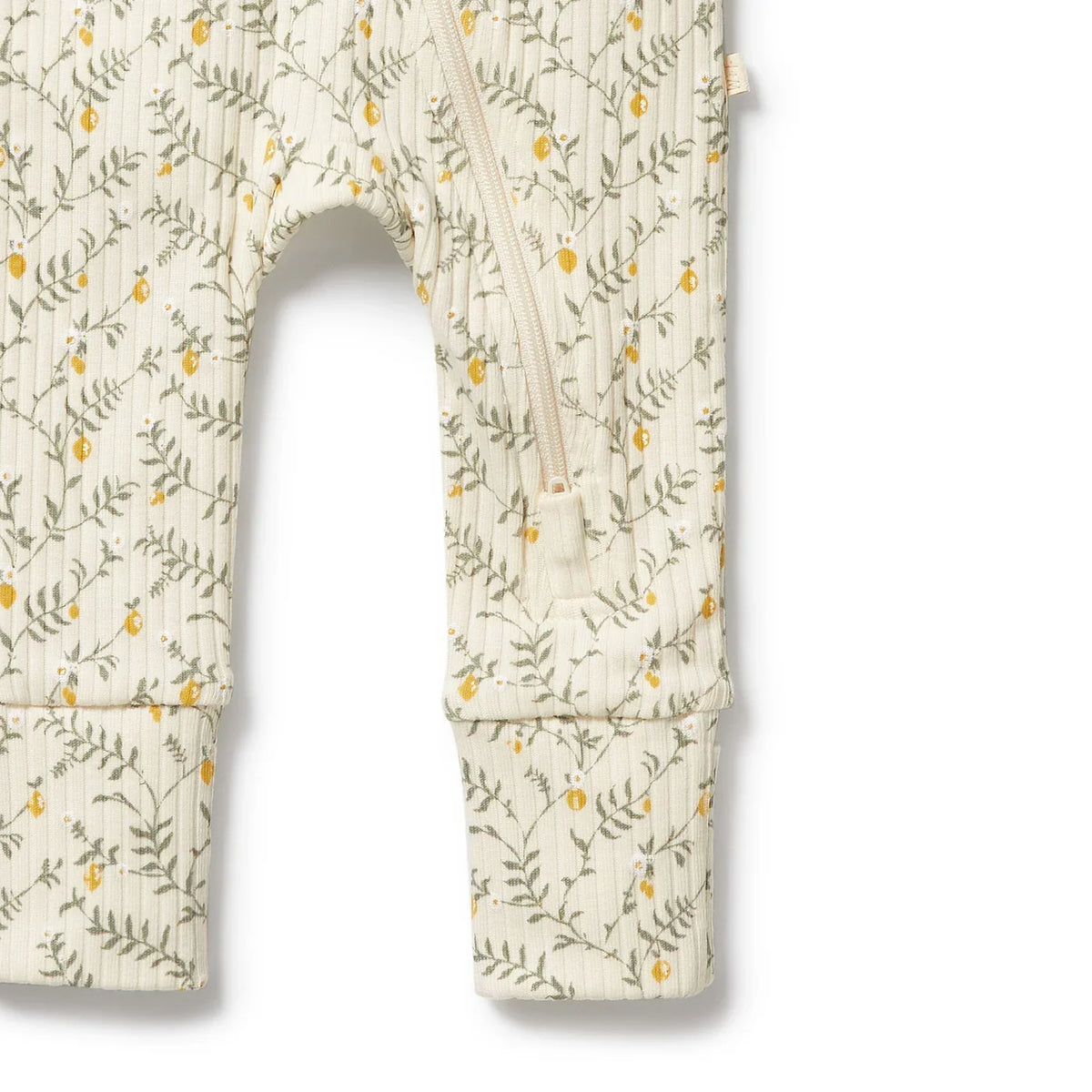 Lemon Leaf Organic Zipsuit with Feet | Wilson + Frenchy-4