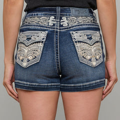 Westfield Eagle Women’s Embroidered Denim Shorts. High Waisted Cross Design Bling-6