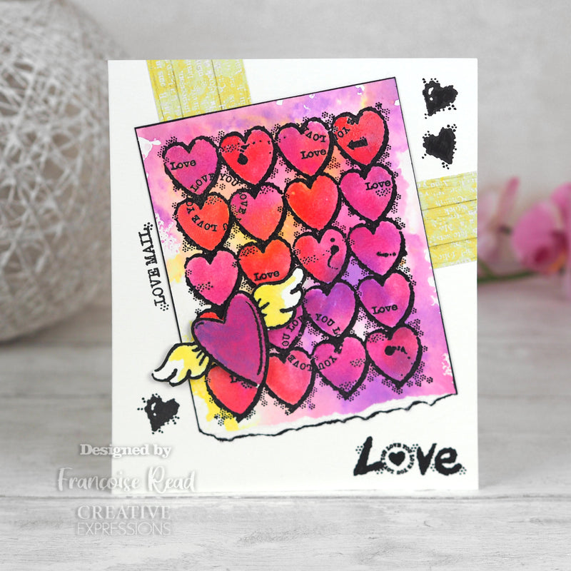 Woodware Clear Singles Heart Background 4 in x 6 in Stamp-3