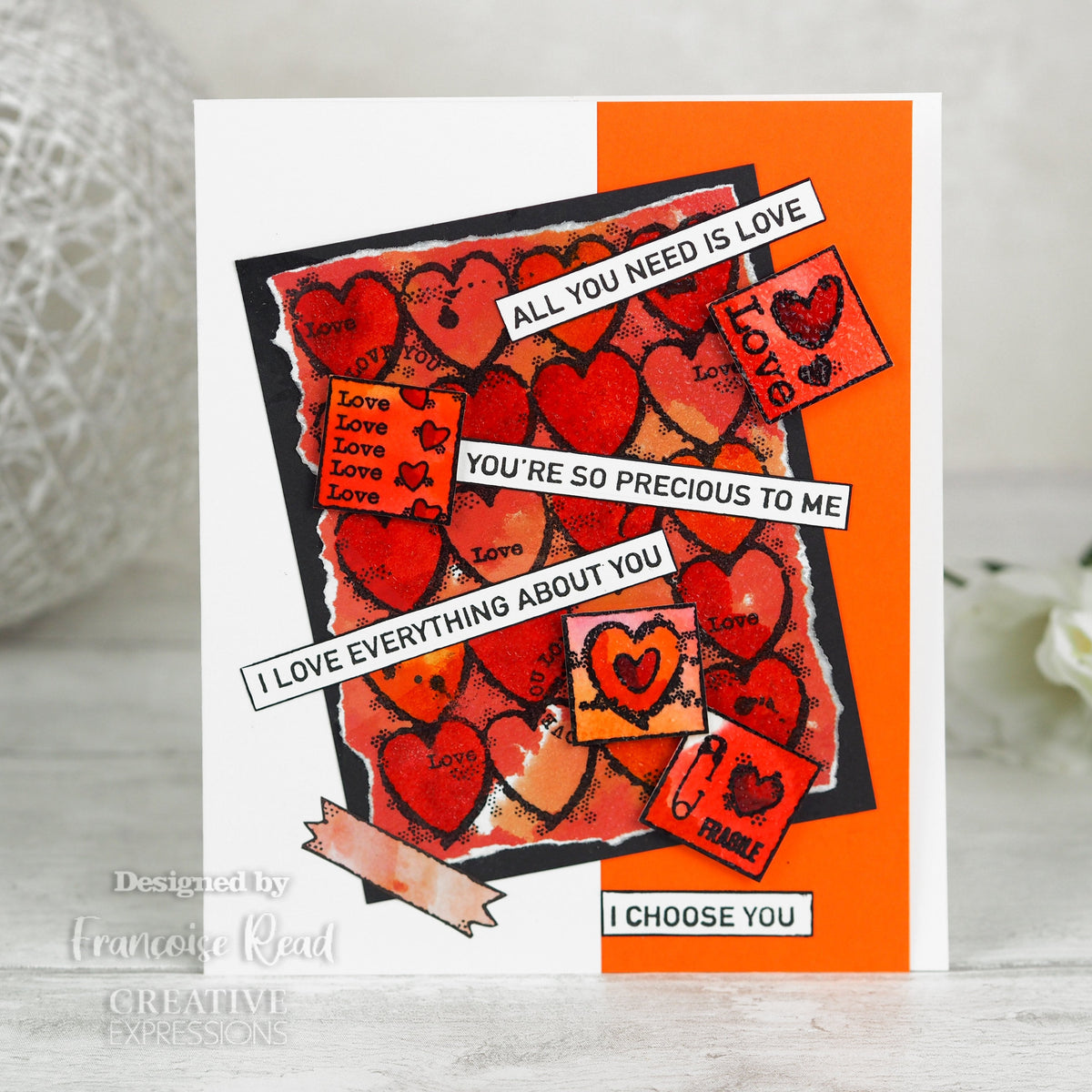 Woodware Clear Singles Love Squares 4 in x 6 in Stamp-4