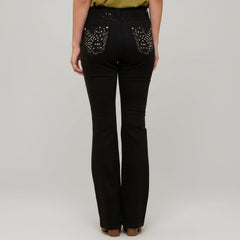 Westfield Eagle Women’s Black Bootcut Bling Jeans. High Waisted Embroidered Western Denim-1