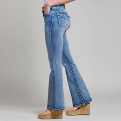 Westfield Eagle Women’s Embroidered Bootcut Jeans. High Waisted Saddle Stitch Stretch Denim-5