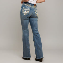 Westfield Eagle Women’s Embroidered Bootcut Jeans. High Waisted Eagle Bling Denim-6