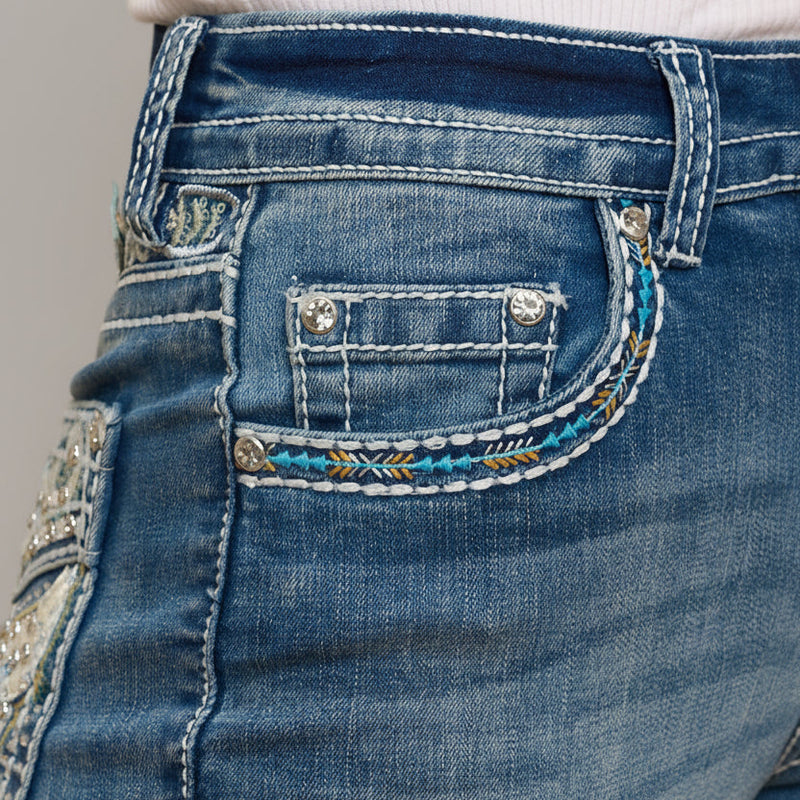 Westfield Eagle Women’s Embroidered Bootcut Jeans. High Waisted Eagle Bling Denim-3