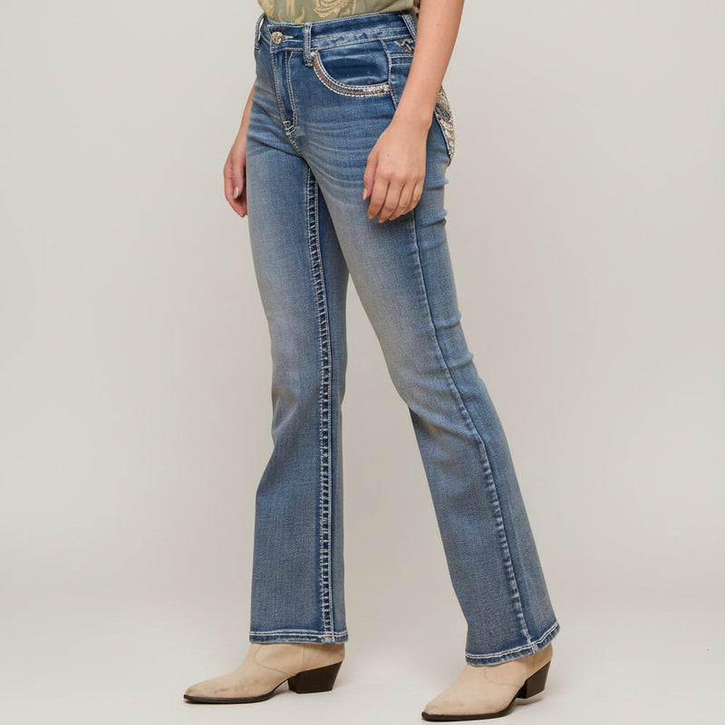Westfield Eagle Women’s Embroidered Bootcut Jeans. Wings & Rose Bling Denim-5
