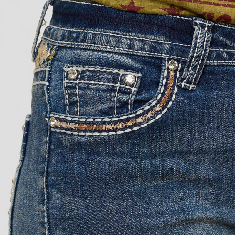 Westfield Eagle Women’s Embroidered Bootcut Jeans. Steerhead Bling Stretch Denim-3