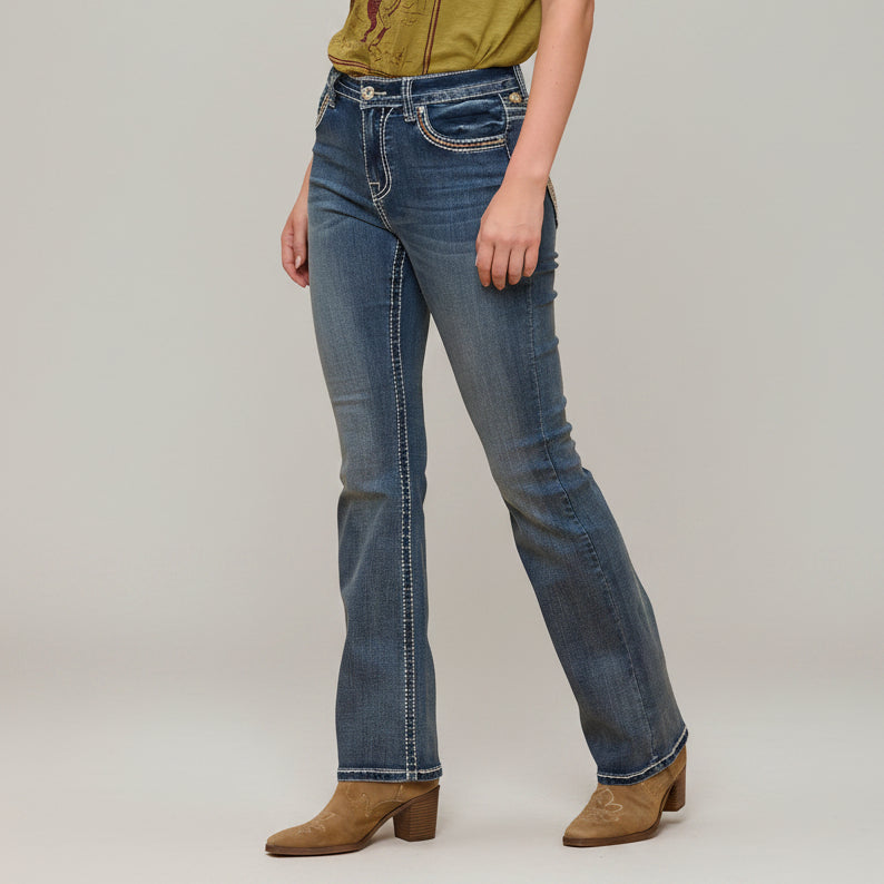 Westfield Eagle Women’s Embroidered Bootcut Jeans. Steerhead Bling Stretch Denim-5