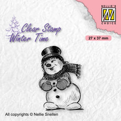Nellie's Choice Clear Stamp Winter Time - Snowman With Top Hat-1