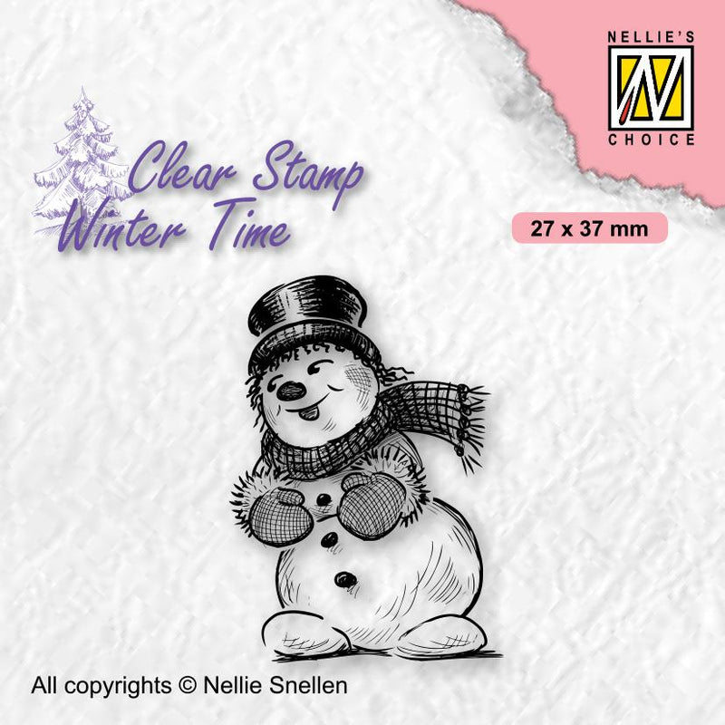 Nellie's Choice Clear Stamp Winter Time - Snowman With Top Hat-1