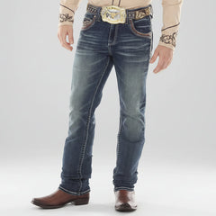 Eagle Warrior Men’s Premium Bootcut Jeans. Tribal Embroidered 7-Pocket Stretch Denim-5
