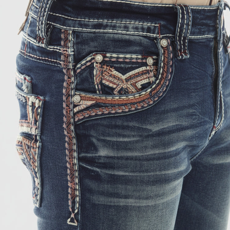 Eagle Warrior Men’s Premium Bootcut Jeans. Tribal Embroidered 7-Pocket Stretch Denim-3