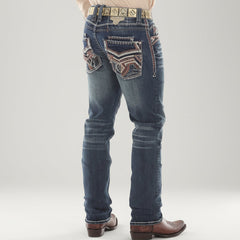 Eagle Warrior Men’s Premium Bootcut Jeans. Tribal Embroidered 7-Pocket Stretch Denim-6