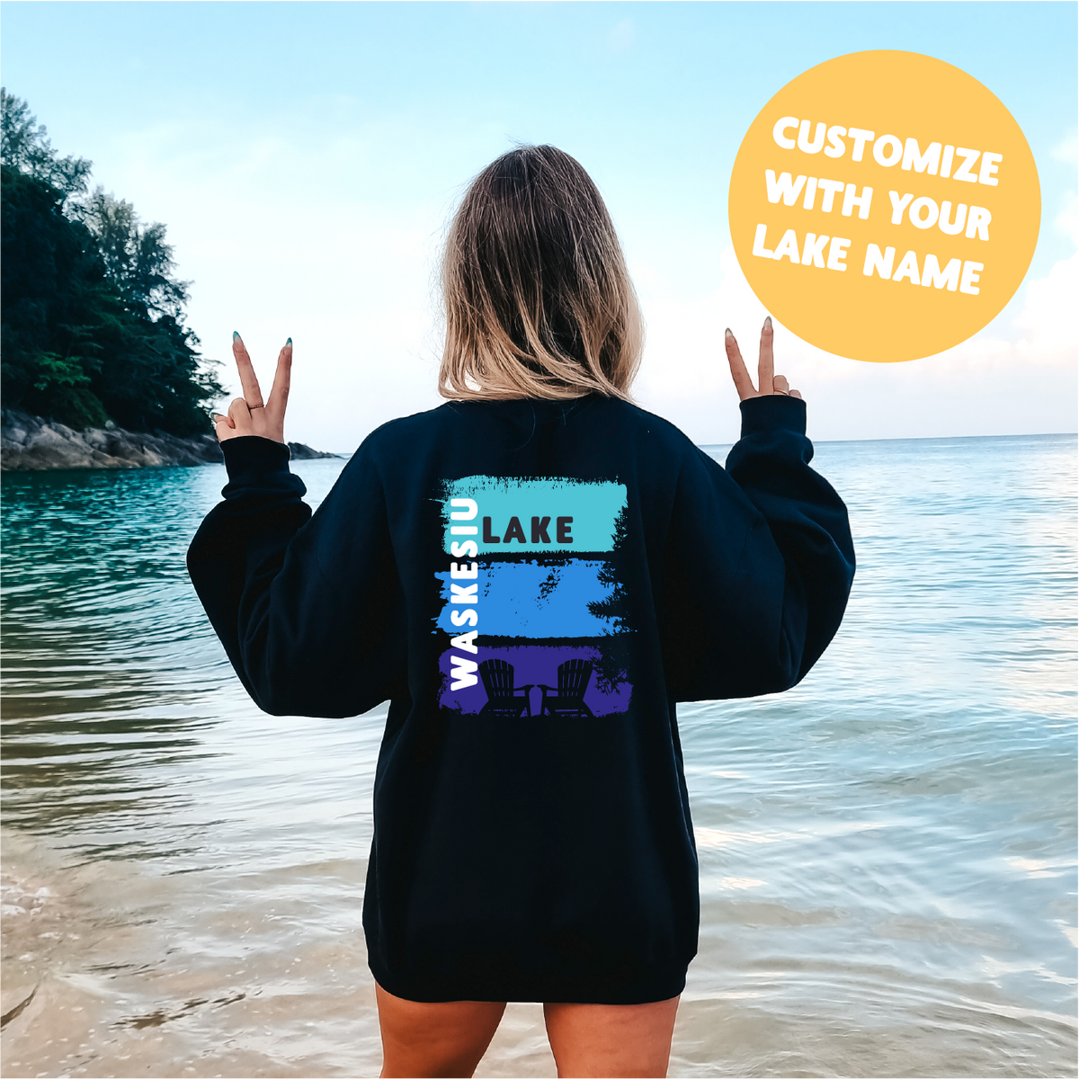 Custom Lake Silhouette Personalized Sweatshirt | Summer Apparel-1