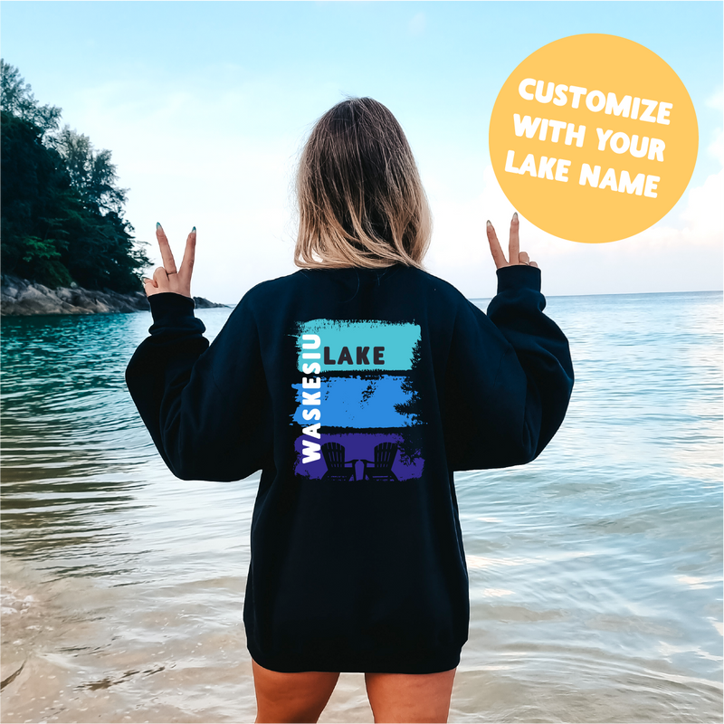 Custom Lake Silhouette Personalized Sweatshirt | Summer Apparel-1