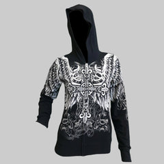 Women's Angel Wings Cross Hoodie-3