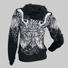 Women's Angel Wings Cross Hoodie-4