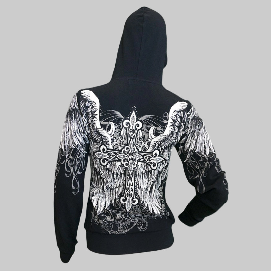 Women's Angel Wings Cross Hoodie-5