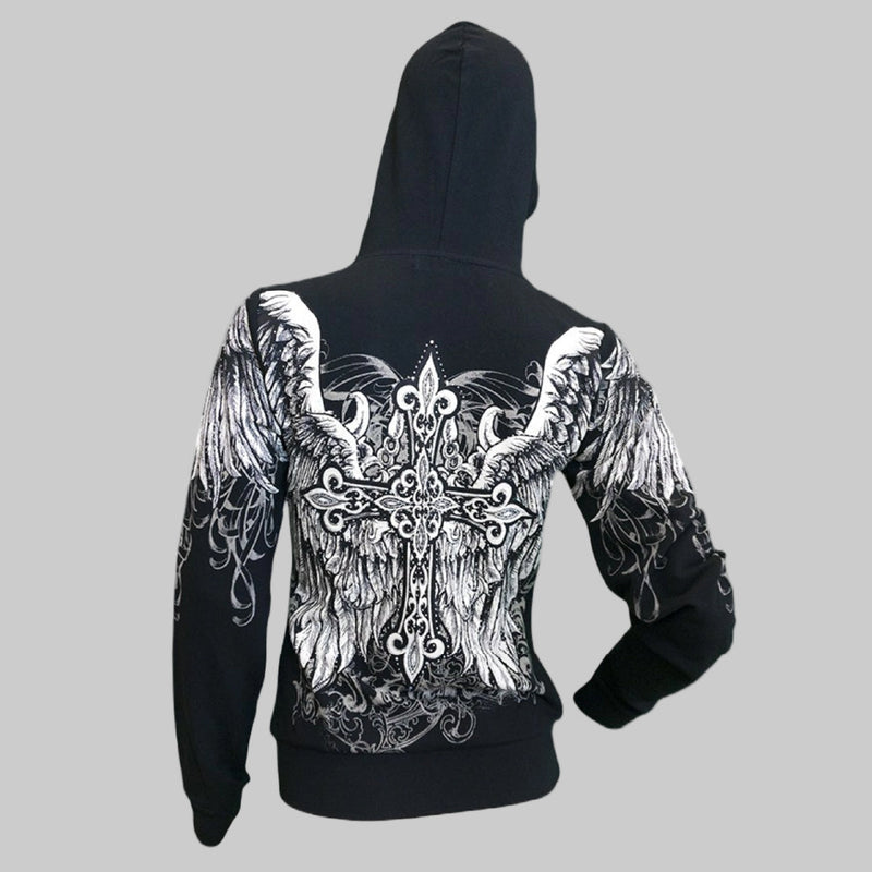 Women's Angel Wings Cross Hoodie-5