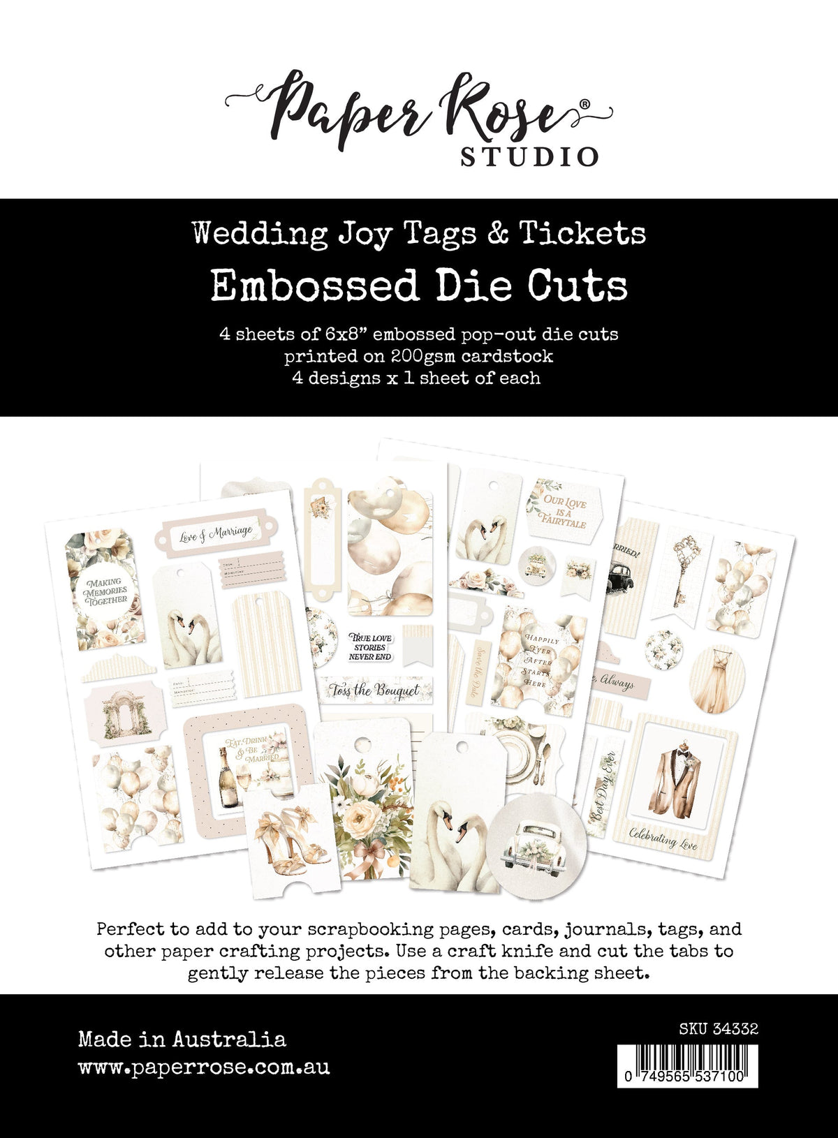 Wedding Joy Tags Embossed Die Cuts 34332-1