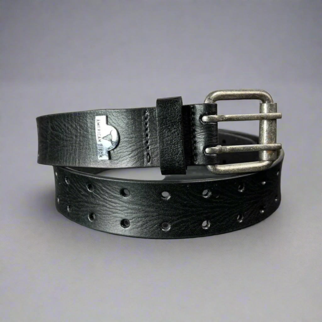 Men's Buffalo Grain Leather Belt | Dual-Prong Buckle