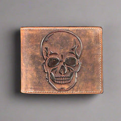 Men’s Skull Embossed Bifold Leather Wallet-1