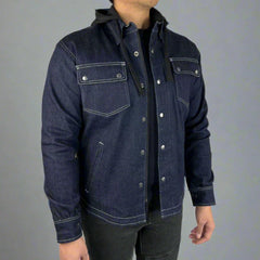Men’s Armored Denim Shirt with Removable Hoodie-8