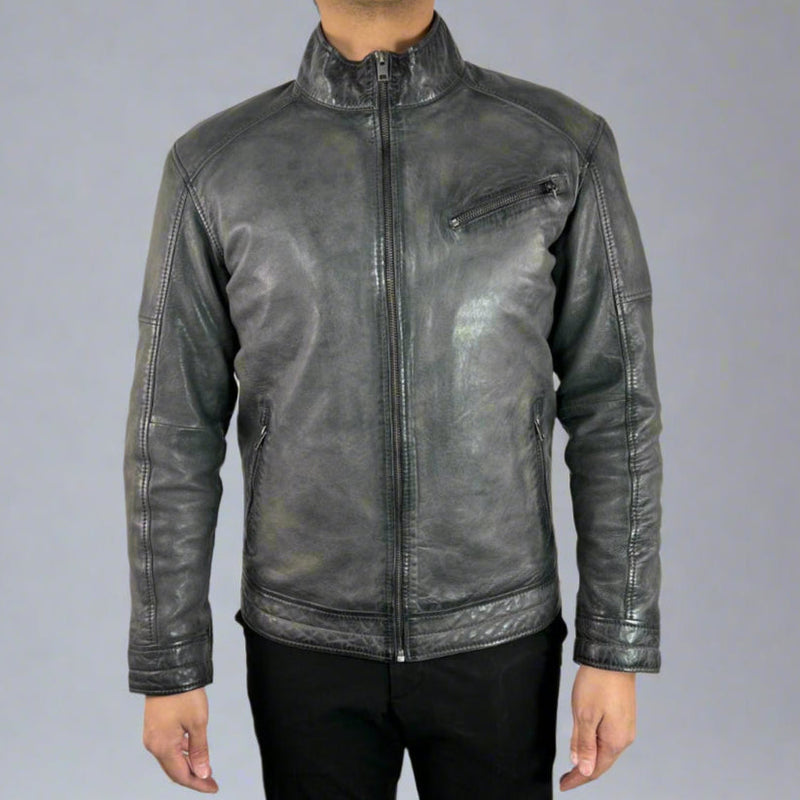 Men's Classic Sheep Leather Jacket-3