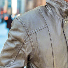 BOL Men's Double Pocket Leather Bomber Jacket-11