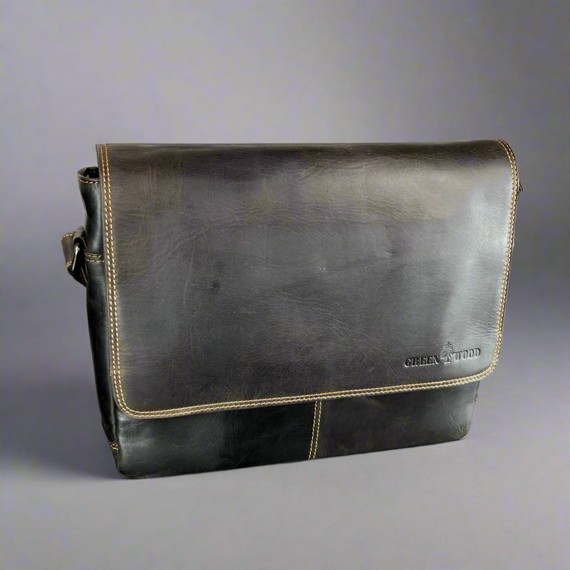 Greenwood Leather Messenger Laptop Bag-5