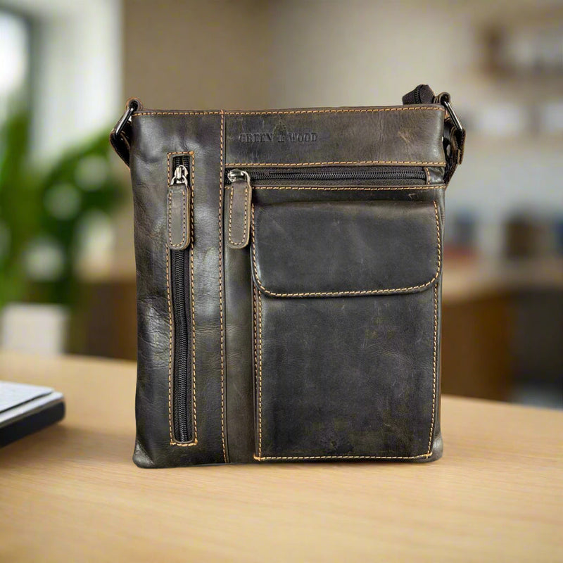Greenwood Leather Cross Body Bag. Premium Full-Grain Leather Handbag with Multiple Pockets-4