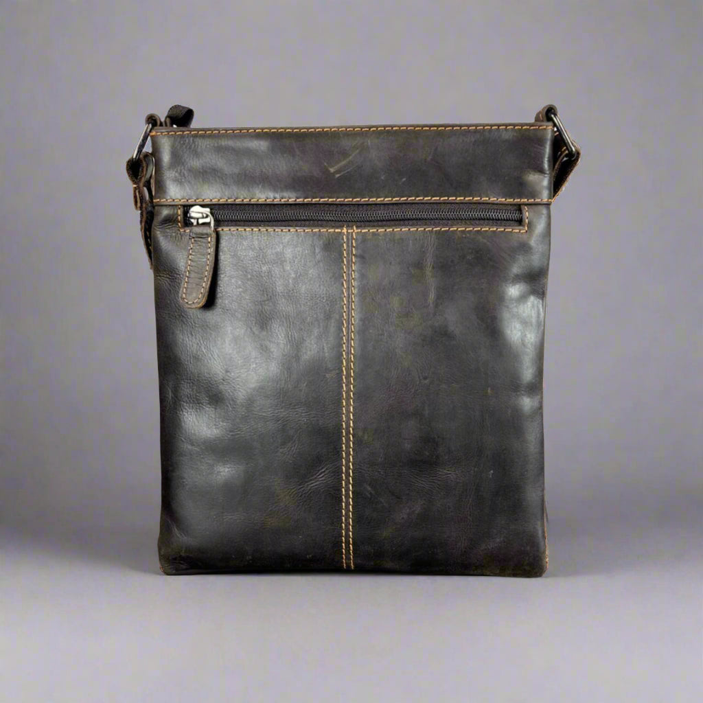 Greenwood Leather Cross Body Bag. Premium Full-Grain Leather Handbag with Multiple Pockets-5