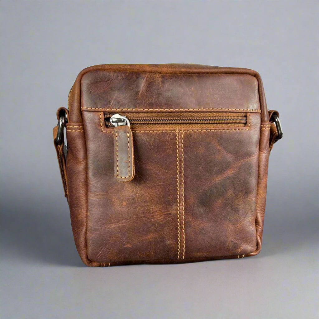 Greenwood Leather Mini-Messenger Bag. Compact Wax Pull-Up Leather Bag for Urban Adventures-2