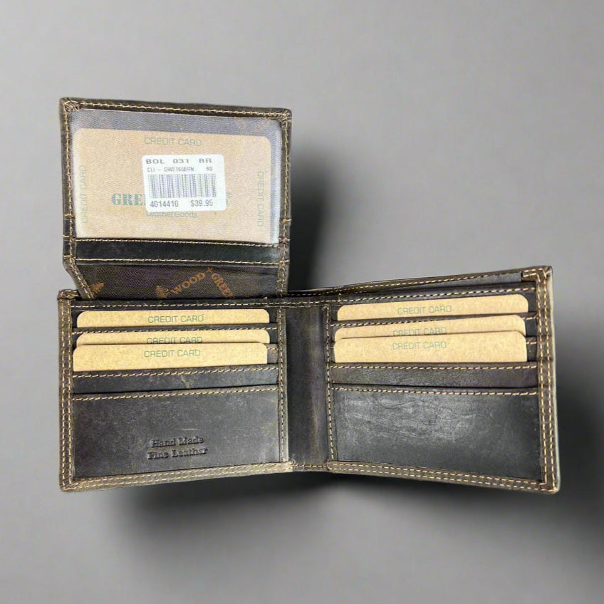 Greenwood Men's Leather Bifold Wallet. Premium RFID Protection Wallet with Flip Compartment-14