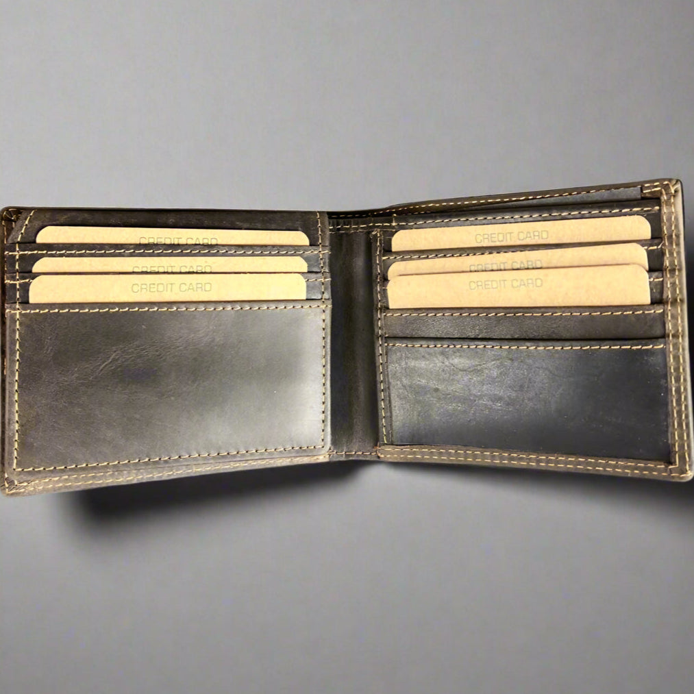 Greenwood Men's Leather Bifold Wallet. Premium RFID Protection Wallet with Flip Compartment-13
