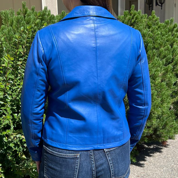 Women's Lamb Leather Blazer Jacket-2